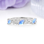 Distinctive And Luxurious 2-Prong Marquise Cut Moonstone Wedding Ring - Additional view