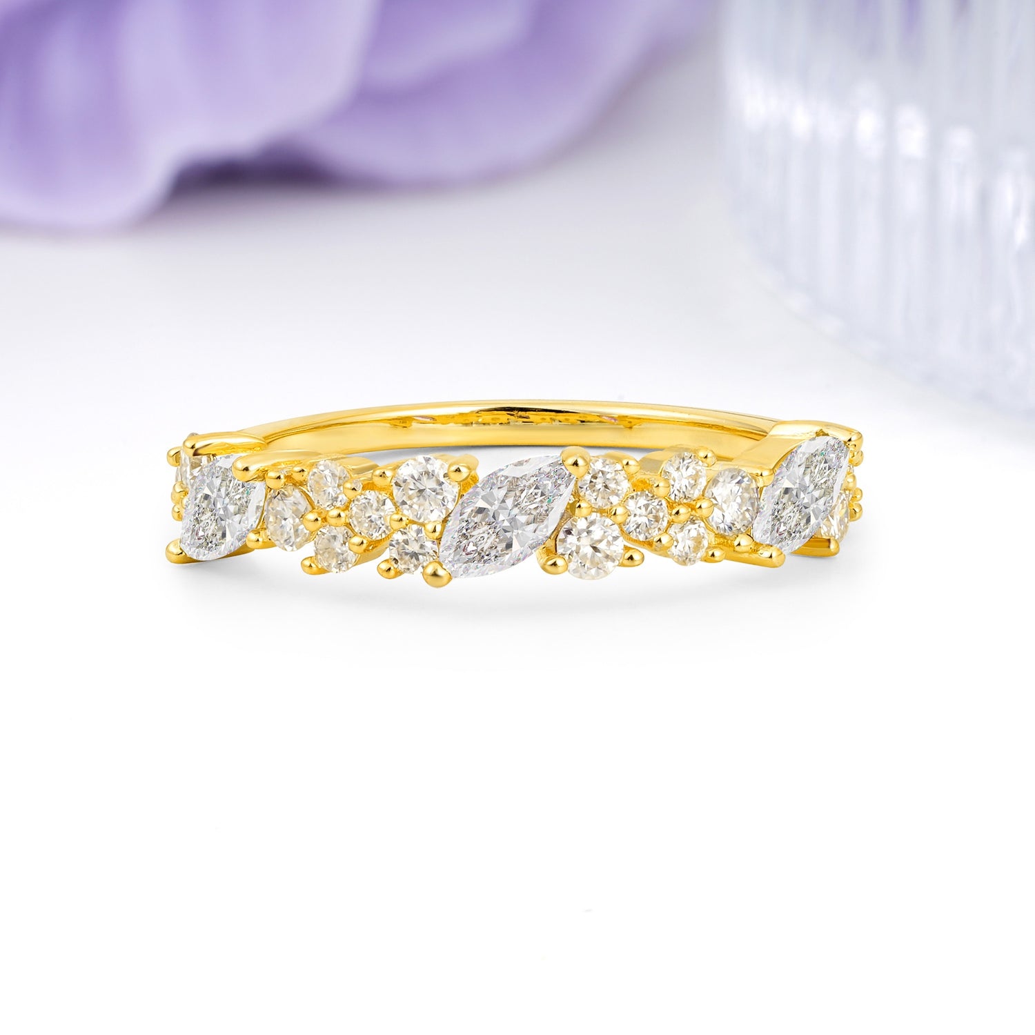 Distinctive And Luxurious 2-Prong Marquise Cut Moissanite Wedding Ring - Additional view