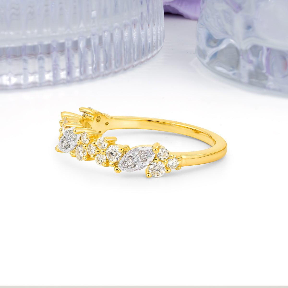 Distinctive And Luxurious 2-Prong Marquise Cut Moissanite Wedding Ring - Additional view