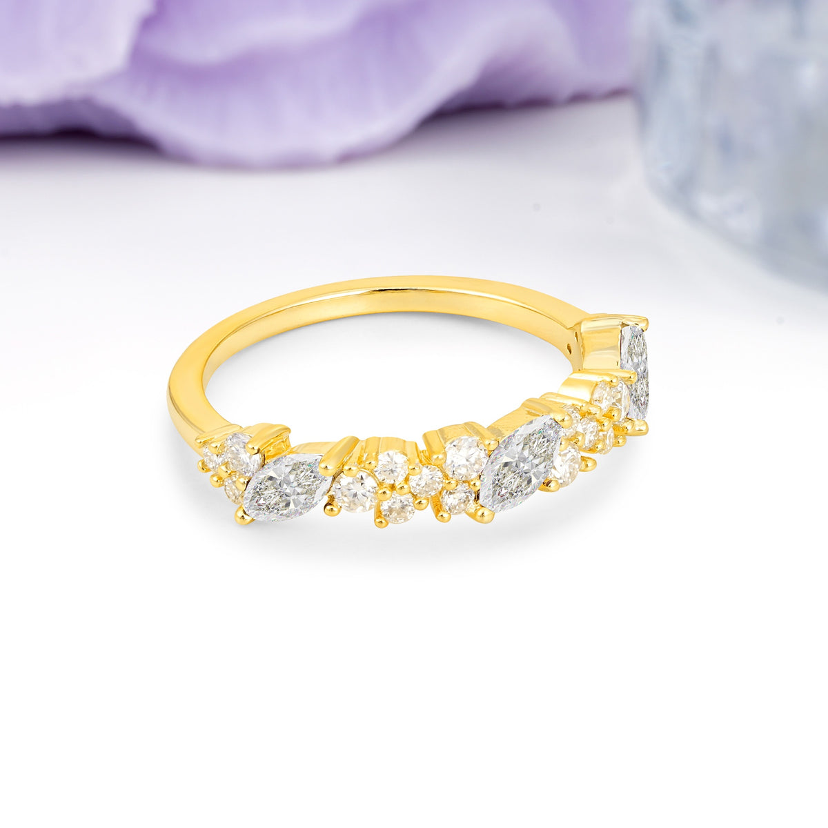 Distinctive And Luxurious 2-Prong Marquise Cut Moissanite Wedding Ring - Additional view