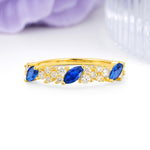 Distinctive And Luxurious 2-Prong Marquise Cut Sapphire Wedding Ring - Additional view