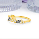 Distinctive And Luxurious 2-Prong Marquise Cut Black Rutilated Quartz Wedding Ring - Additional view