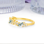 Distinctive And Luxurious 2-Prong Marquise Cut Moss Agate Wedding Ring - Additional view