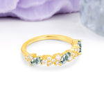 Distinctive And Luxurious 2-Prong Marquise Cut Moss Agate Wedding Ring - Additional view