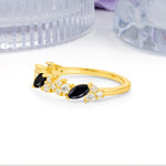 Distinctive And Luxurious 2-Prong Marquise Cut Black Onyx Wedding Ring - Additional view