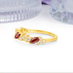 Distinctive And Luxurious 2-Prong Marquise Cut Garnet Wedding Ring - Additional view
