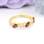 Distinctive And Luxurious 2-Prong Marquise Cut Garnet Wedding Ring - Additional view