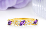 Distinctive And Luxurious 2-Prong Marquise Cut Amethyst Wedding Ring - Additional view