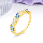 Distinctive And Luxurious 2-Prong Marquise Cut Aquamarine Wedding Ring - Additional view