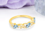 Distinctive And Luxurious 2-Prong Marquise Cut Aquamarine Wedding Ring - Additional view