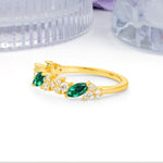 Distinctive And Luxurious 2-Prong Marquise Cut Emerald Wedding Ring - Additional view