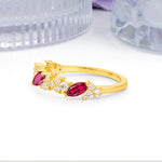 Distinctive And Luxurious 2-Prong Marquise Cut Ruby Wedding Ring - Additional view