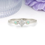 Unique and Minimalist 4-Prong Round Cut Fire Opal Engagement Ring - Additional view