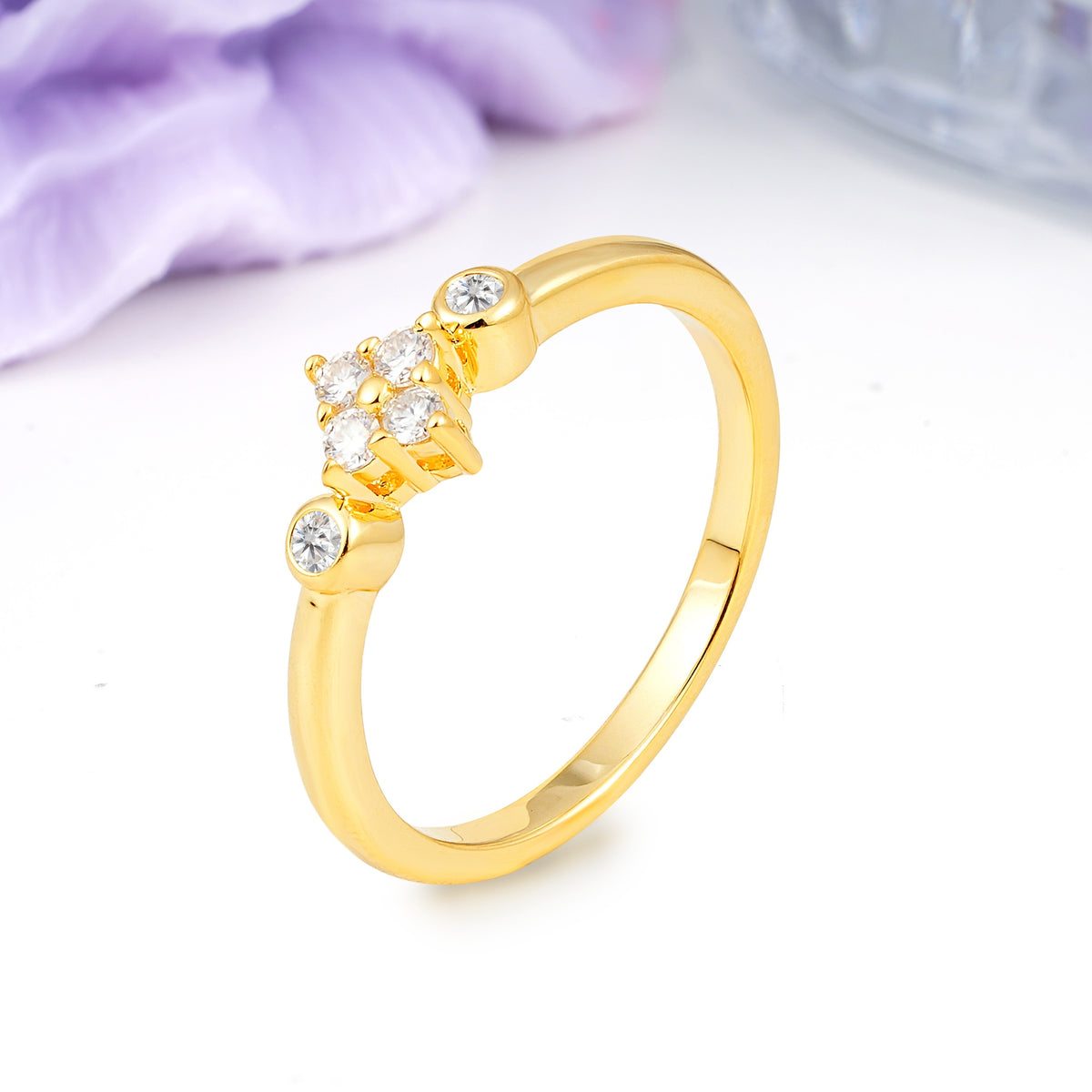 Unique and Minimalist 4-Prong Round Cut Moissanite Engagement Ring - Additional view