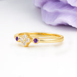 Unique and Minimalist 4-Prong Round Cut Amethyst Engagement Ring - Additional view