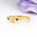 Unique and Minimalist 4-Prong Round Cut Emerald Engagement Ring - Additional view