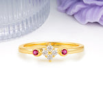 Unique and Minimalist 4-Prong Round Cut Ruby Engagement Ring - Additional view