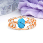 Unique Openwork, Luxurious 4-Prong, Oval Cut Turquoise Engagement Ring - Additional view
