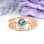 Unique Openwork, Luxurious 4-Prong, Oval Cut Moss Agate Engagement Ring - Additional view