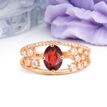 Unique Openwork, Luxurious 4-Prong, Oval Cut Garnet Engagement Ring - Additional view