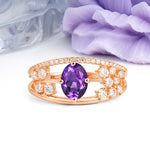 Unique Openwork, Luxurious 4-Prong, Oval Cut Amethyst Engagement Ring - Additional view
