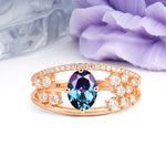 Unique Openwork, Luxurious 4-Prong, Oval Cut Alexandrite Engagement Ring - Additional view