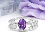 Unique Openwork, Luxurious 4-Prong, Oval Cut Amethyst Engagement Ring - Additional view