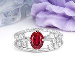 Unique Openwork, Luxurious 4-Prong, Oval Cut Ruby Engagement Ring - Additional view