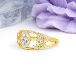 Unique Openwork, Luxurious 4-Prong, Oval Cut Moissanite Engagement Ring - Additional view
