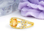 Unique Openwork, Luxurious 4-Prong, Oval Cut Citrine Engagement Ring - Additional view