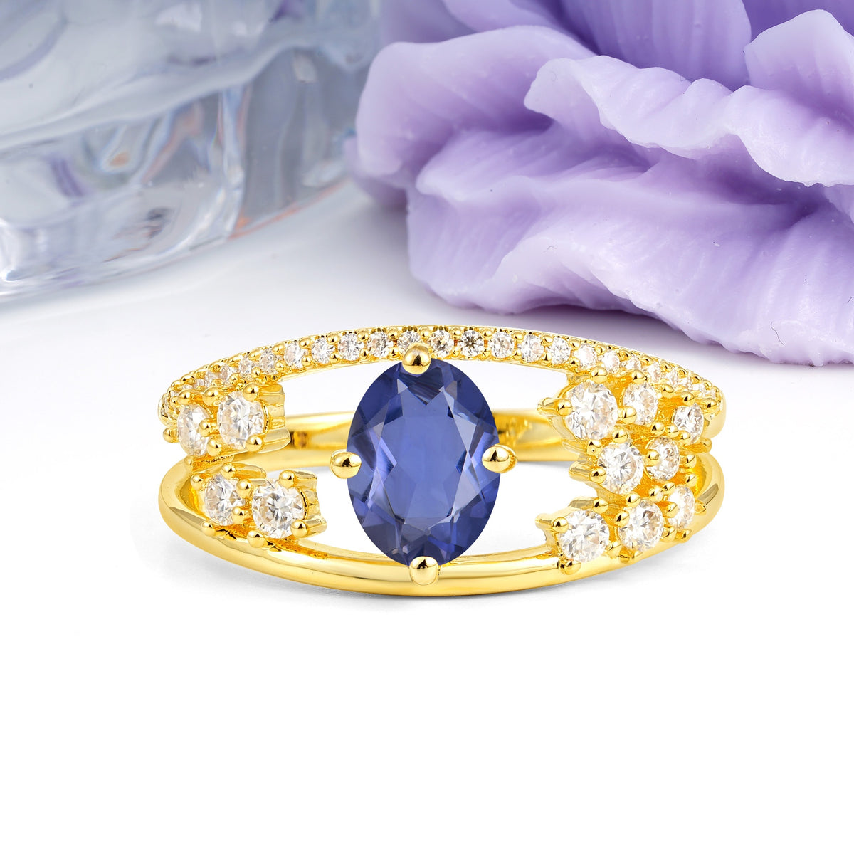 Unique Openwork, Luxurious 4-Prong, Oval Cut Tanzanite Engagement Ring - Additional view