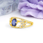 Unique Openwork, Luxurious 4-Prong, Oval Cut Tanzanite Engagement Ring - Additional view