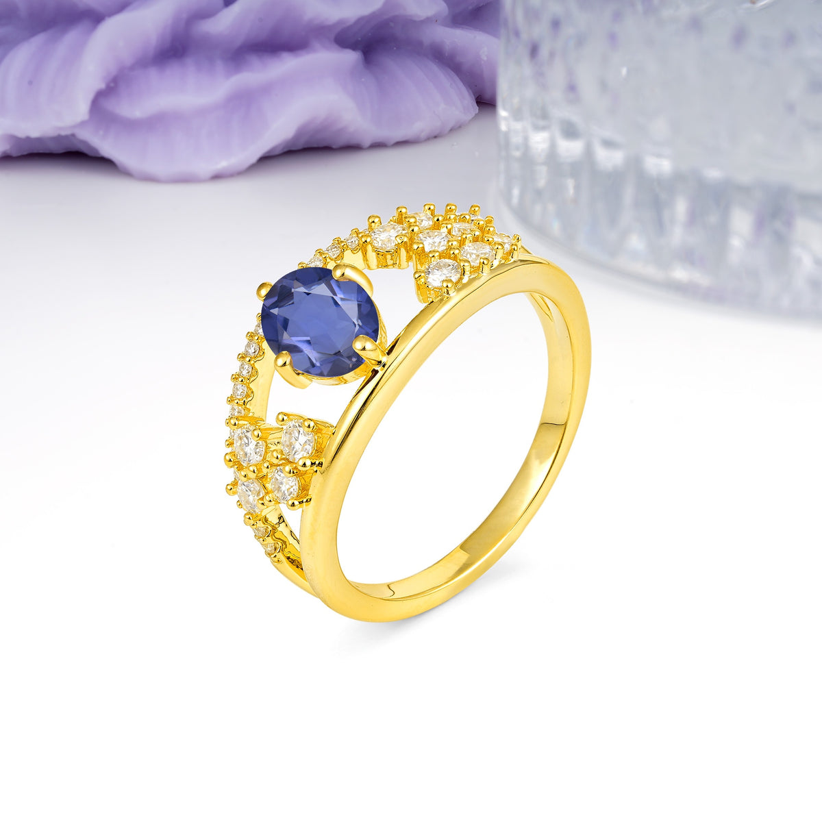 Unique Openwork, Luxurious 4-Prong, Oval Cut Tanzanite Engagement Ring - Additional view