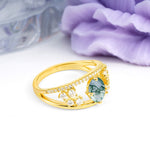 Unique Openwork, Luxurious 4-Prong, Oval Cut Moss Agate Engagement Ring - Additional view
