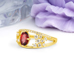 Unique Openwork, Luxurious 4-Prong, Oval Cut Garnet Engagement Ring - Additional view