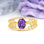 Unique Openwork, Luxurious 4-Prong, Oval Cut Amethyst Engagement Ring - Additional view