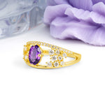 Unique Openwork, Luxurious 4-Prong, Oval Cut Amethyst Engagement Ring - Additional view