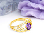 Unique Openwork, Luxurious 4-Prong, Oval Cut Amethyst Engagement Ring - Additional view