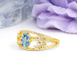 Unique Openwork, Luxurious 4-Prong, Oval Cut Aquamarine Engagement Ring - Additional view