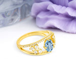 Unique Openwork, Luxurious 4-Prong, Oval Cut Aquamarine Engagement Ring - Additional view