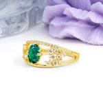 Unique Openwork, Luxurious 4-Prong, Oval Cut Emerald Engagement Ring - Additional view