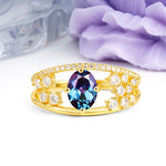 Unique Openwork, Luxurious 4-Prong, Oval Cut Alexandrite Engagement Ring - Additional view