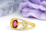 Unique Openwork, Luxurious 4-Prong, Oval Cut Ruby Engagement Ring - Additional view