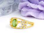 Unique Openwork, Luxurious 4-Prong, Oval Cut Peridot Engagement Ring - Additional view