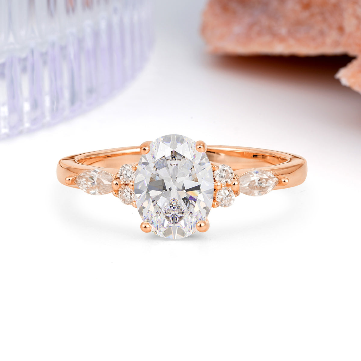 Classic and Luxurious 4-Prong Oval Cut Moissanite Engagement Ring - Additional view