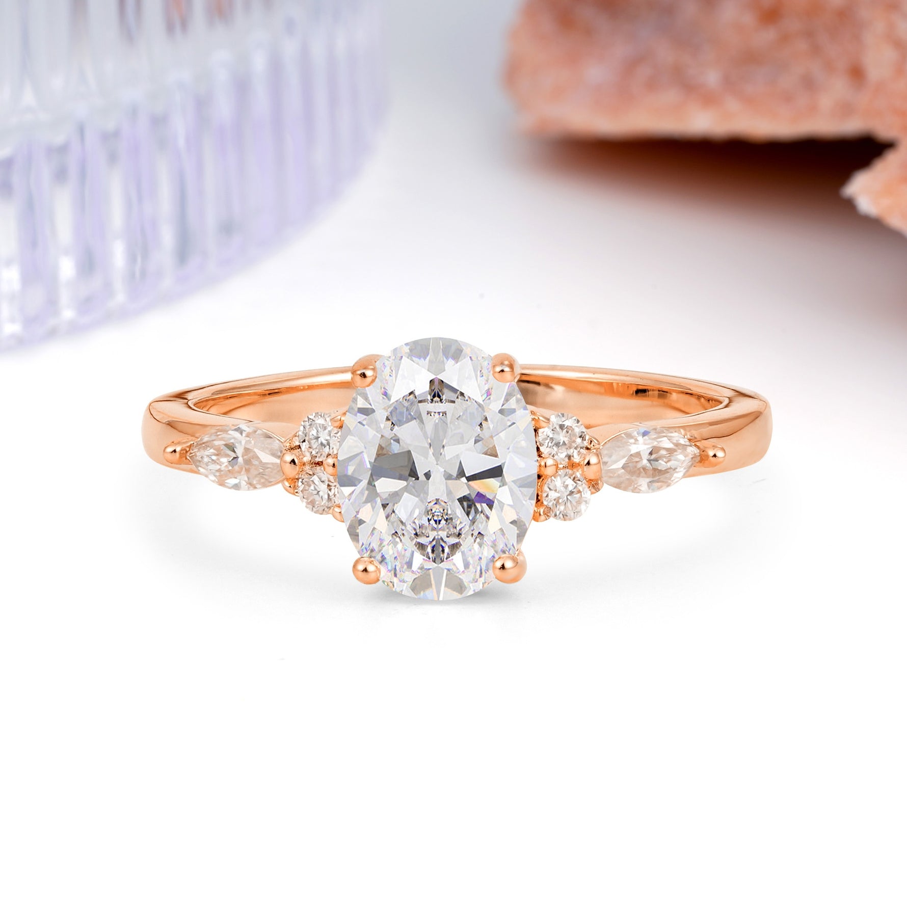Classic and Luxurious 4-Prong Oval Cut Moissanite Engagement Ring - Additional view