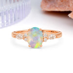 Classic and Luxurious 4-Prong Oval Cut Fire Opal Engagement Ring - Additional view