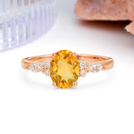 Classic and Luxurious 4-Prong Oval Cut Citrine Engagement Ring - Additional view