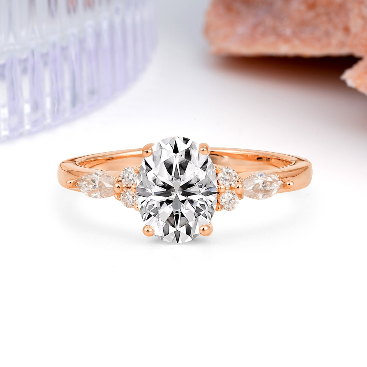 Classic and Luxurious 4-Prong Oval Cut Lab Diamond Engagement Ring - Additional view