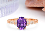 Classic and Luxurious 4-Prong Oval Cut Amethyst Engagement Ring - Additional view